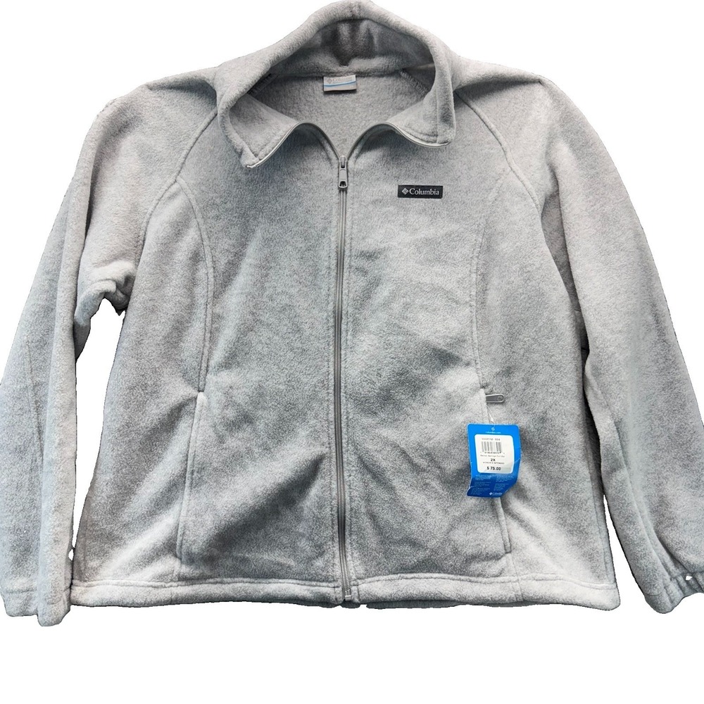 Columbia Benton Springs Full Zip Fleece Jacket Women's 2X Light Gray Plus Size